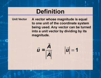 Definition--Vector Concepts--Unit Vector