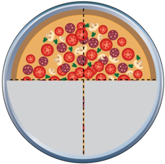Math Clip Art--Equivalent Fractions Pizza Slices--Two Fourths D