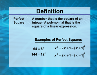 Video Definition 25--Rationals and Radicals--Perfect Square (Spanish Audio)