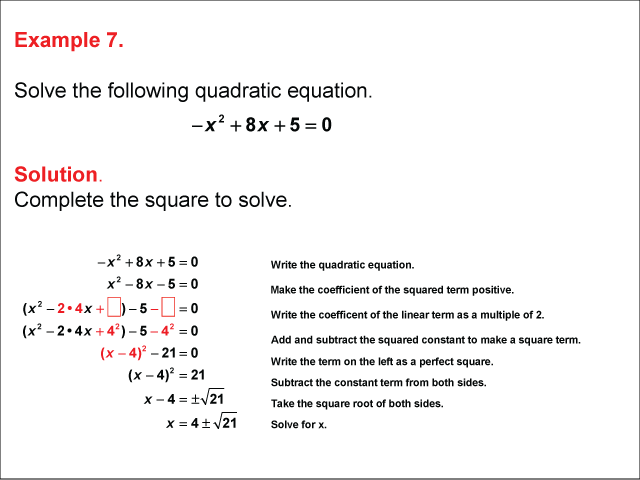 solve quadratic equation by completing the square