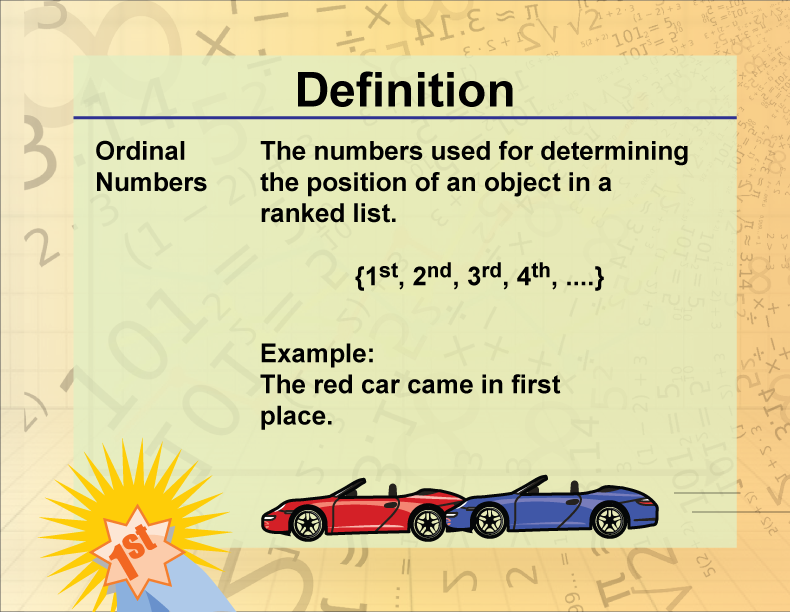 Definition Ordinal Numbers Media4Math