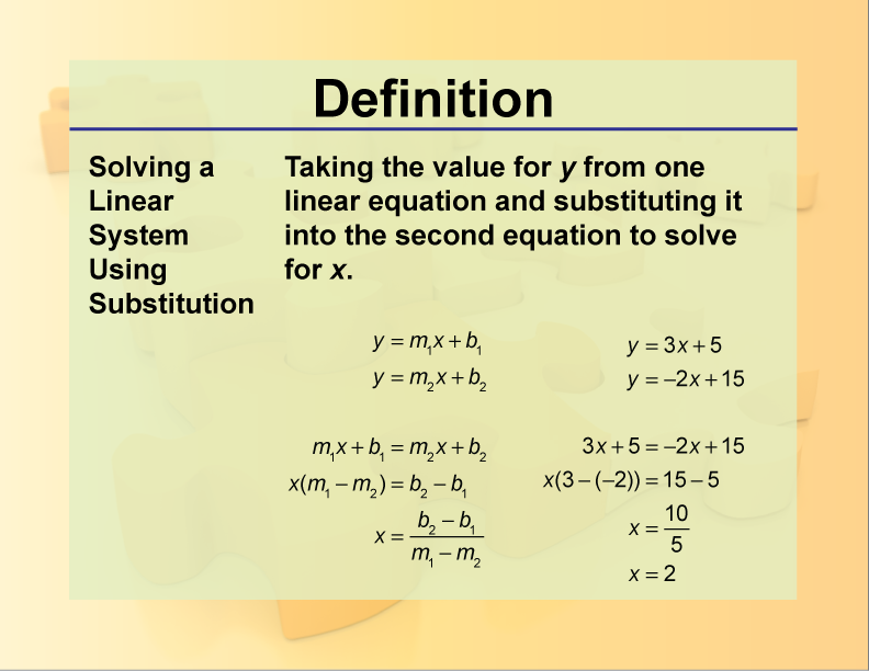 Definition Systems Concepts Solving A Linear System Using 