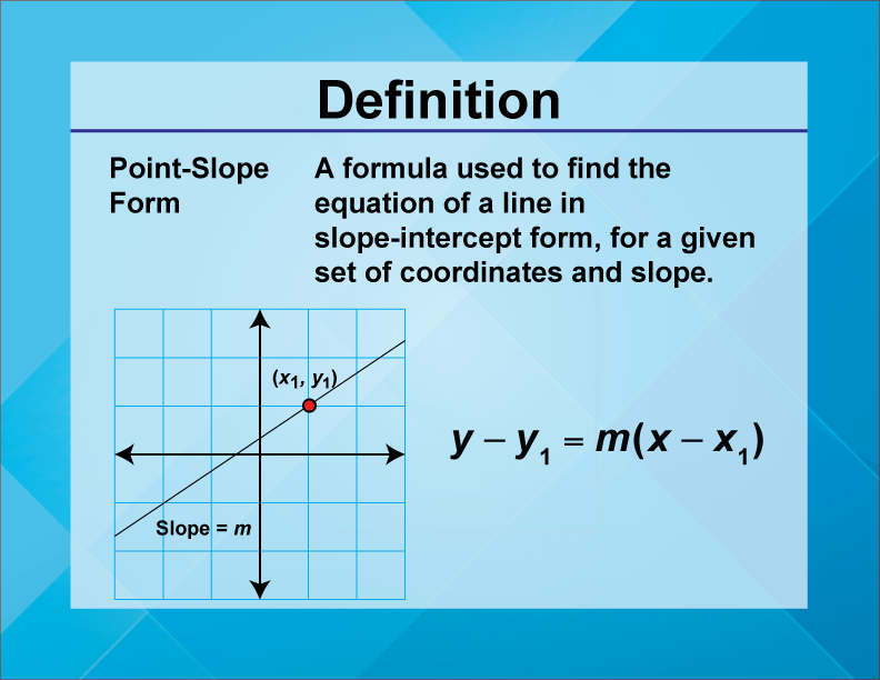 Video Definition 8--Linear Function Concepts--Point-Slope Form