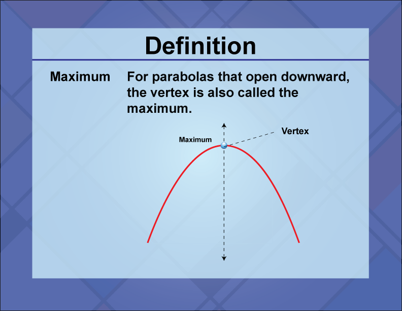 Video Definition 22--Quadratics Concepts--Maximum