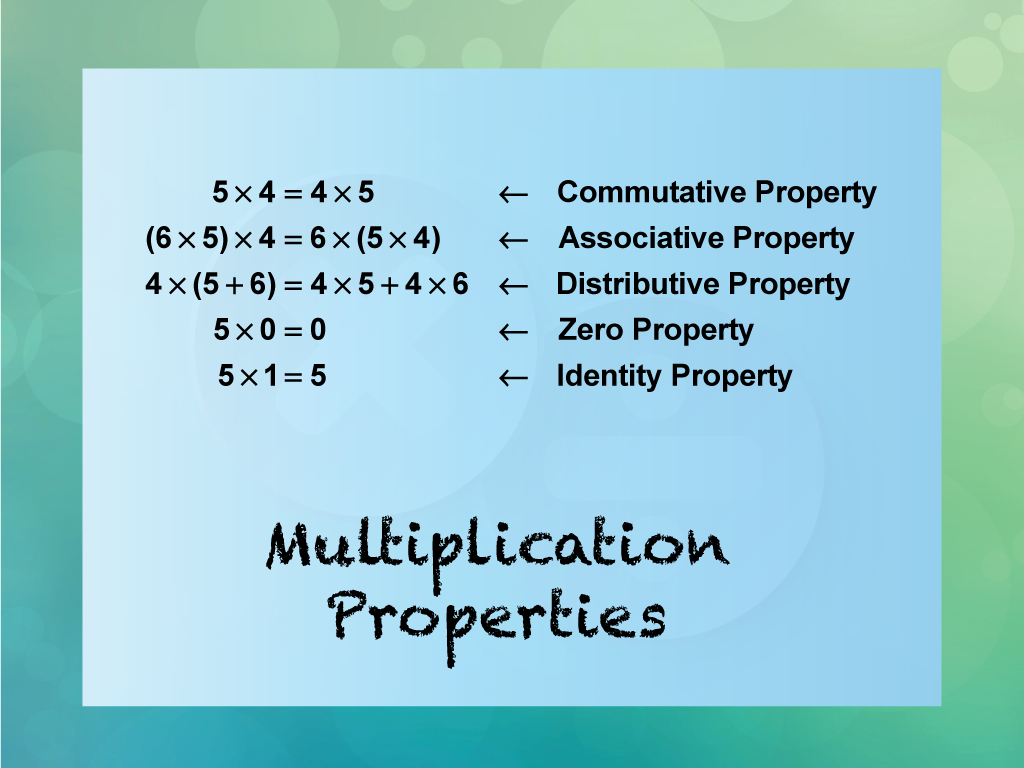 Multiplication Properties With Examples