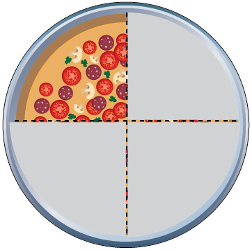 Math Clip Art--Equivalent Fractions Pizza Slices--One Fourth D