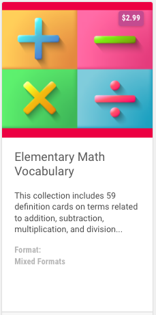 Elementary Math Vocabulary
