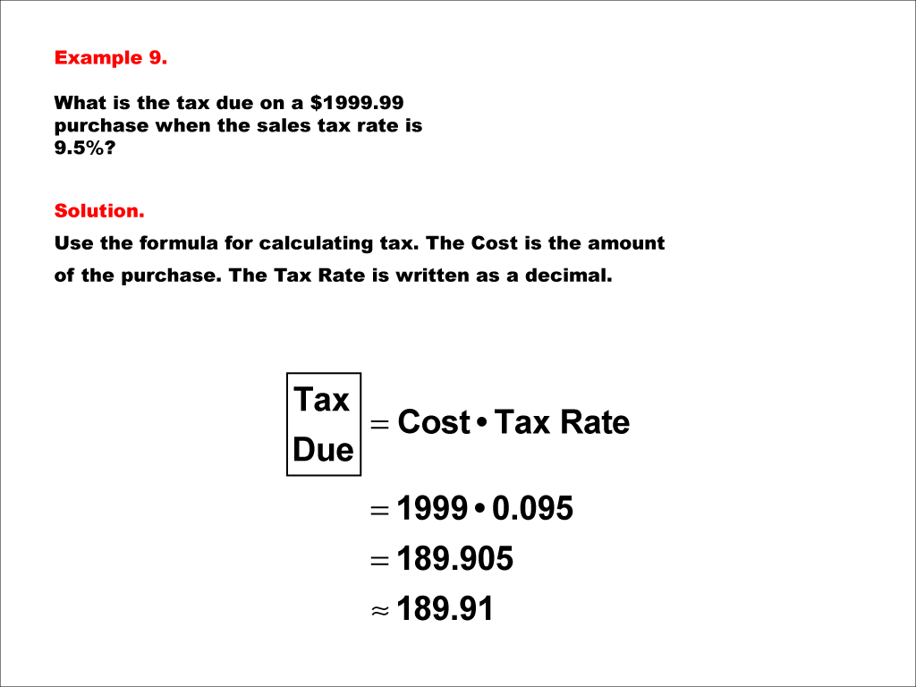 Student Tutorial Calculating Tax Media4Math