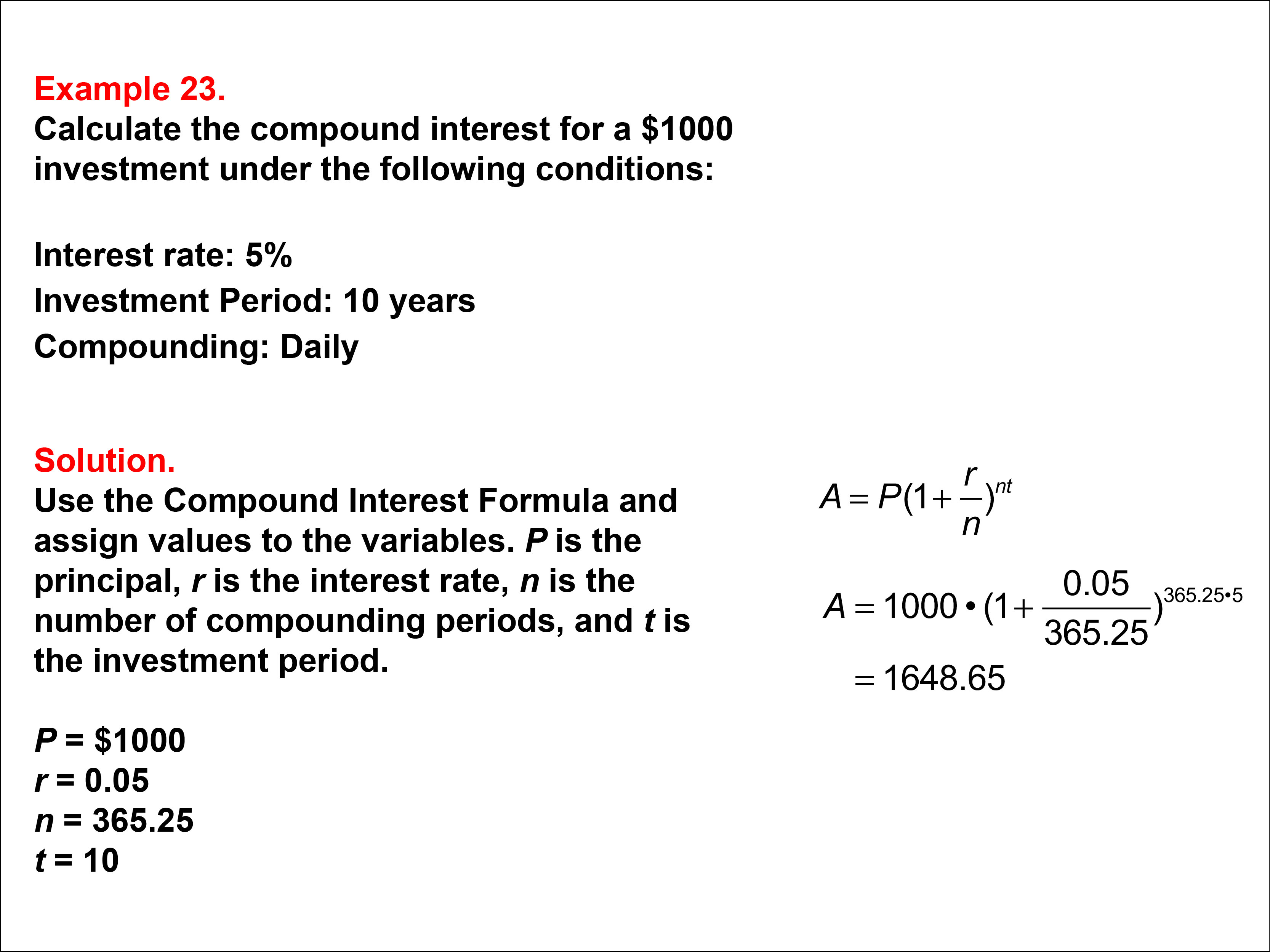Math Example: Compound Interest: Example 23 | Media4Math