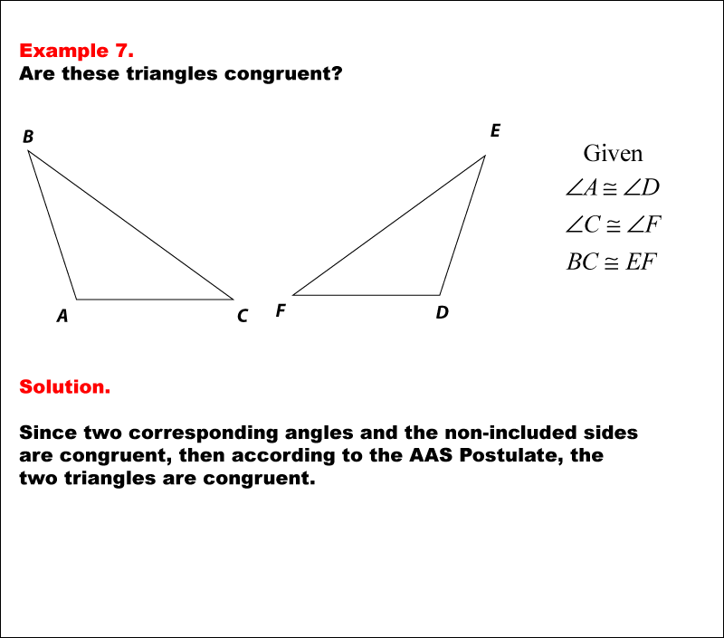 Math Example: Congruent Triangles--Example 07 | Media4Math