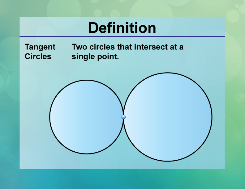 Tangent Circles. Two circles that intersect at a single point.