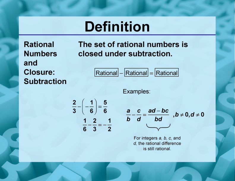 Definition Closure Property Topics Rational Numbers And Closure 