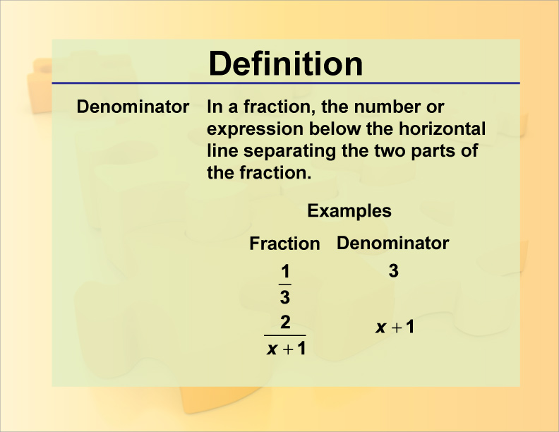 Definition Denominator Media4Math