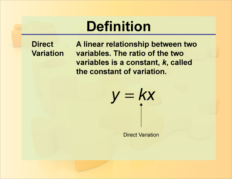 Definition Direct Variation Media4Math