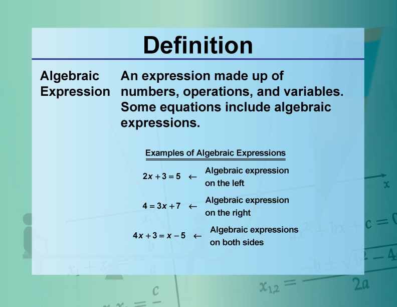 Definition Equation Concepts Algebraic Expression Media4Math