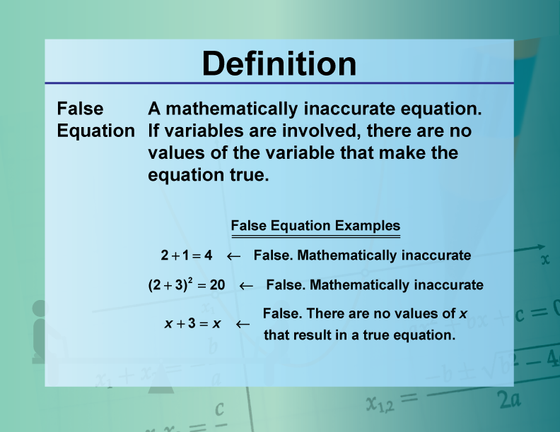 Definition Equation Concepts False Equation Media4Math