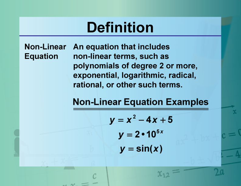 Definition Equation Concepts Nonlinear Equation Media4Math