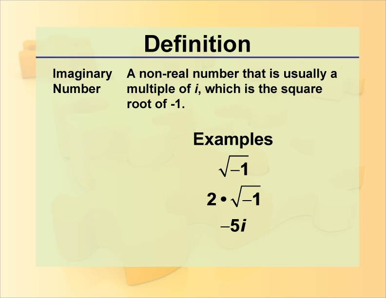 Definition Imaginary Number Media4Math