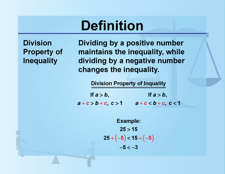 Definition Inequality Concepts Division Property Of Inequalities 