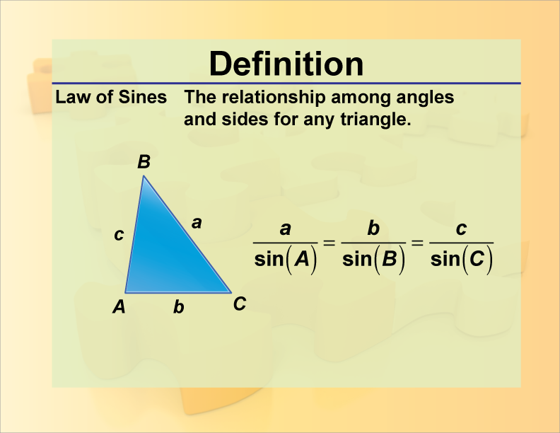 Law of Sines. The relationship among angles and sides for any triangle.