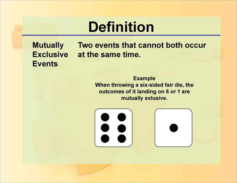 Definition Mutually Exclusive Events Media4Math