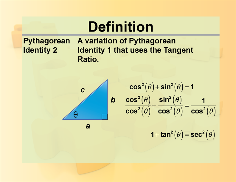 Definition--Pythagorean Identity 2 | Media4Math