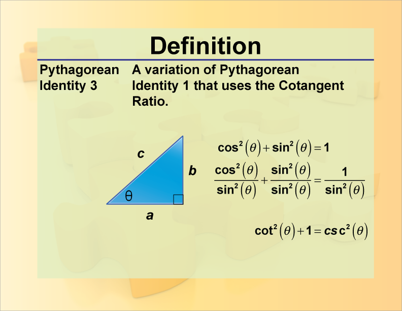 Definition--Pythagorean Identity 3 | Media4Math