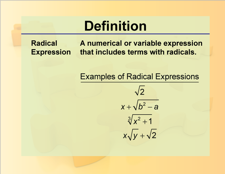 Definition Rationals And Radicals Radical Expression Media4Math