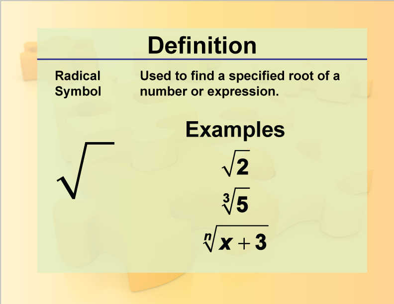 Definition Rationals And Radicals Radical Symbol Media4Math