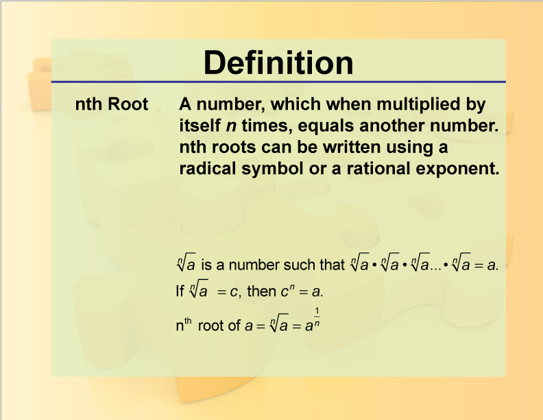 Definition Rationals And Radicals nth Root Media4Math