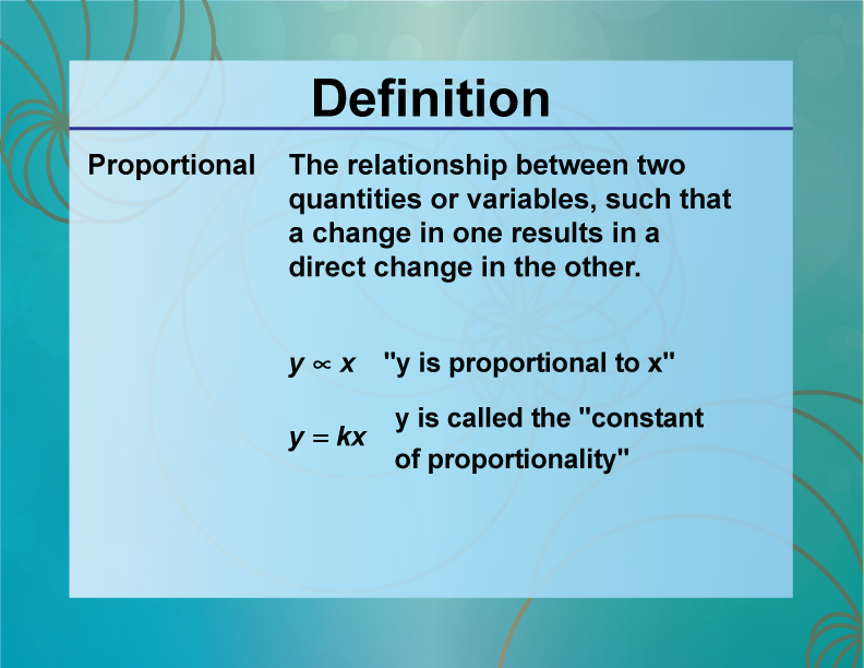 Definition Ratios Proportions And Percents Concepts Proportional 