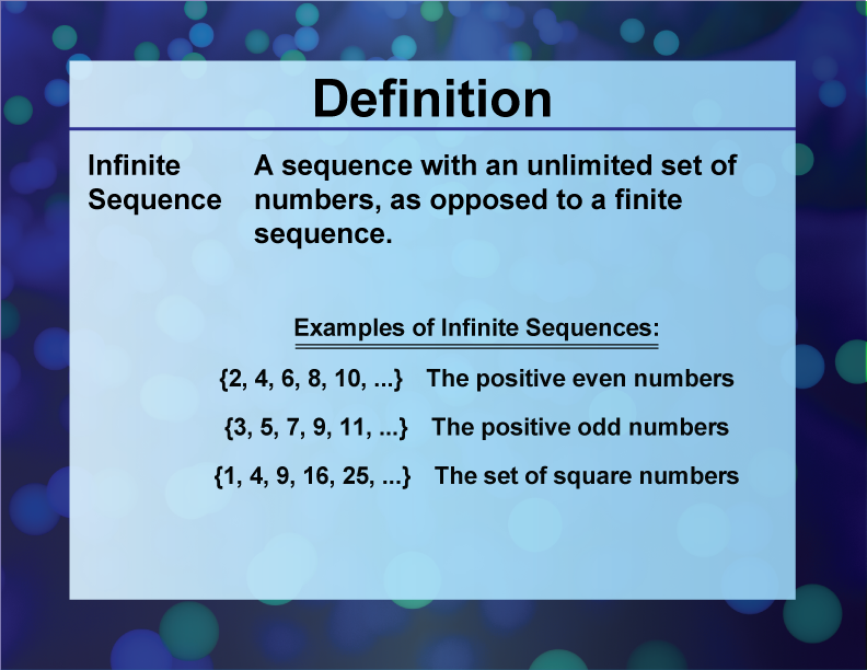 Definition Sequences And Series Concepts Infinite Sequence Media4Math