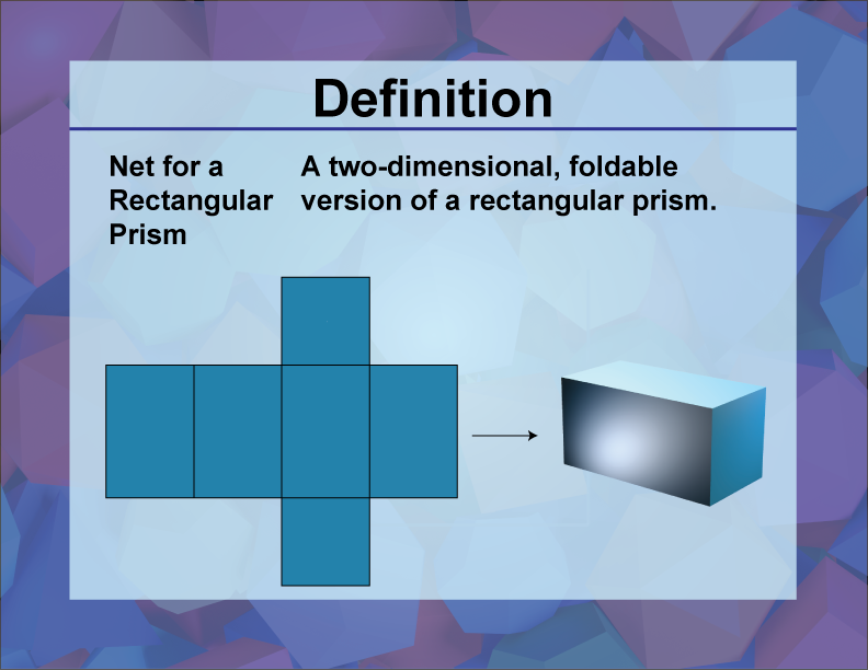Net for a Rectangular Prism. A two-dimensional, foldable version of a rectangular prism