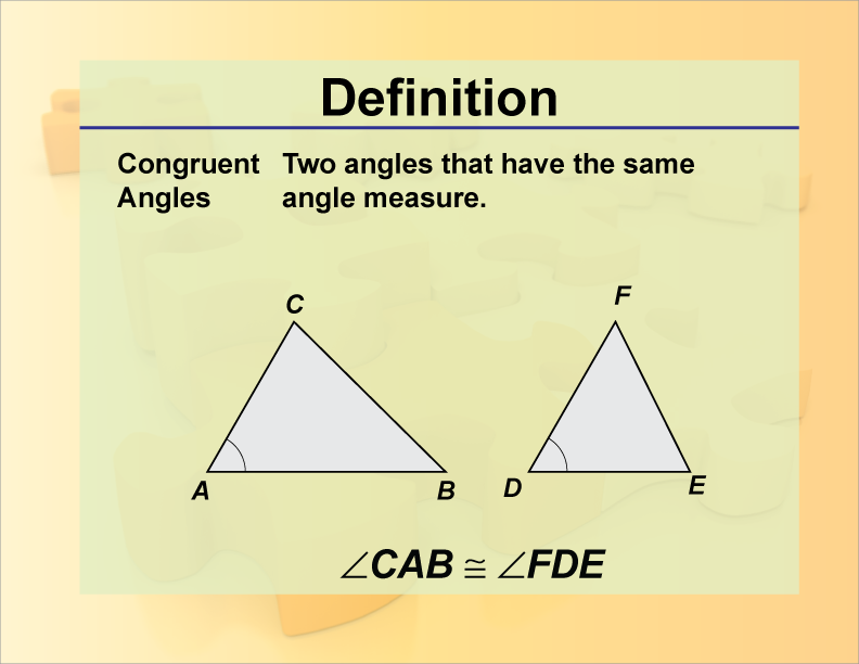 Definition Angle Concepts Congruent Angles Media4Math