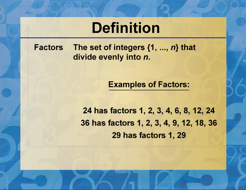 Definition Factors And Multiples Factors Media4Math