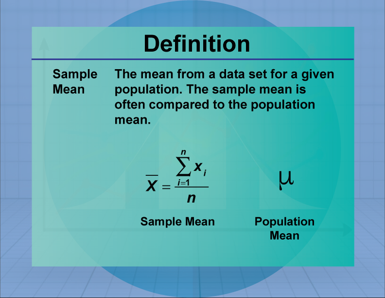 Definition Measures Of Central Tendency Sample Mean Media4Math