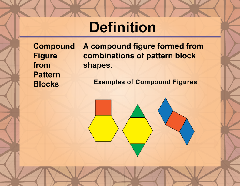 Compound Figure from Pattern Blocks. A compound figure formed from combinations of pattern block shapes.