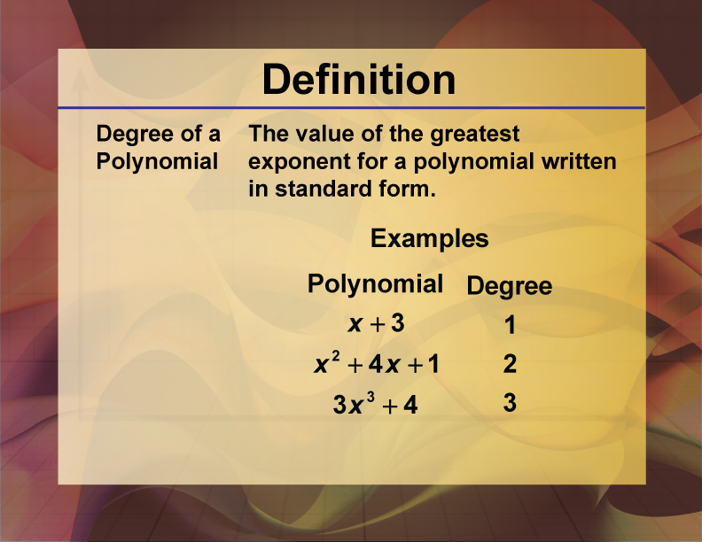 Definition Polynomial Concepts Degree Of A Polynomial Media4Math