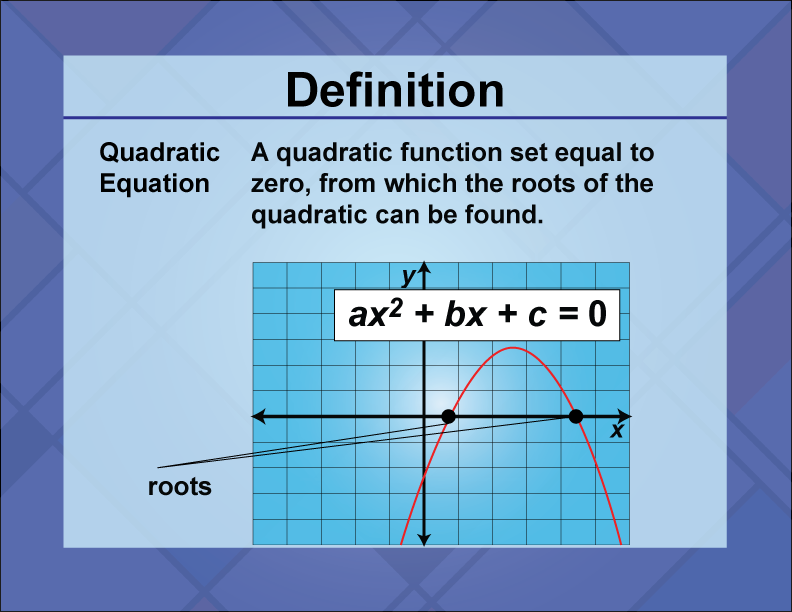 Video Definition 7--Quadratics Concepts--Quadratic Equation