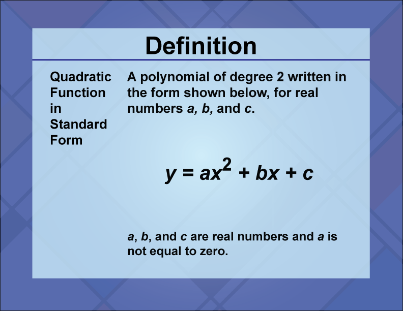 standard form quadratic equation