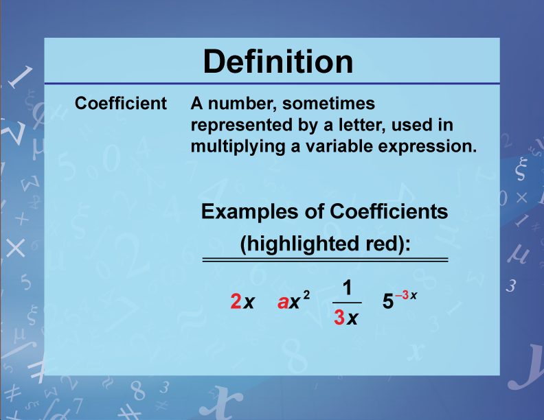 Definition Variables Unknowns And Constants Coefficient Media4Math