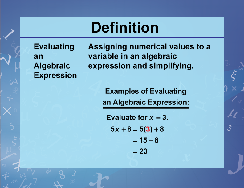 Definition Variables Unknowns And Constants Evaluating An Algebraic 