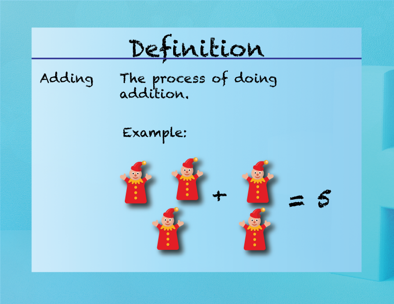 Adding. The process of doing addition.