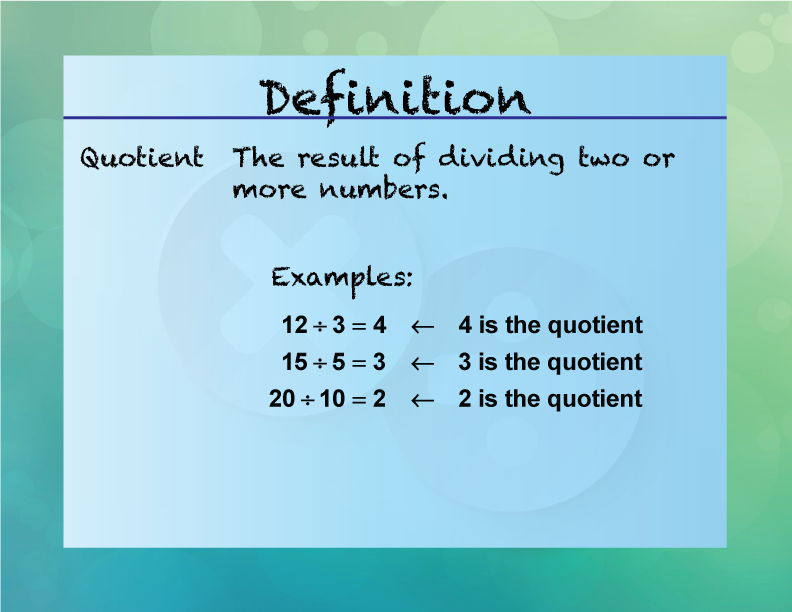 Elementary Definition Multiplication And Division Concepts Quotient Media4math