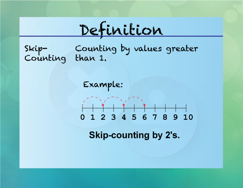 Skip-Counting Counting by values greater than 1.
