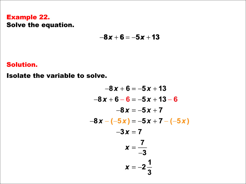 Math Example Solving Equations One Variable Equations Example 22 