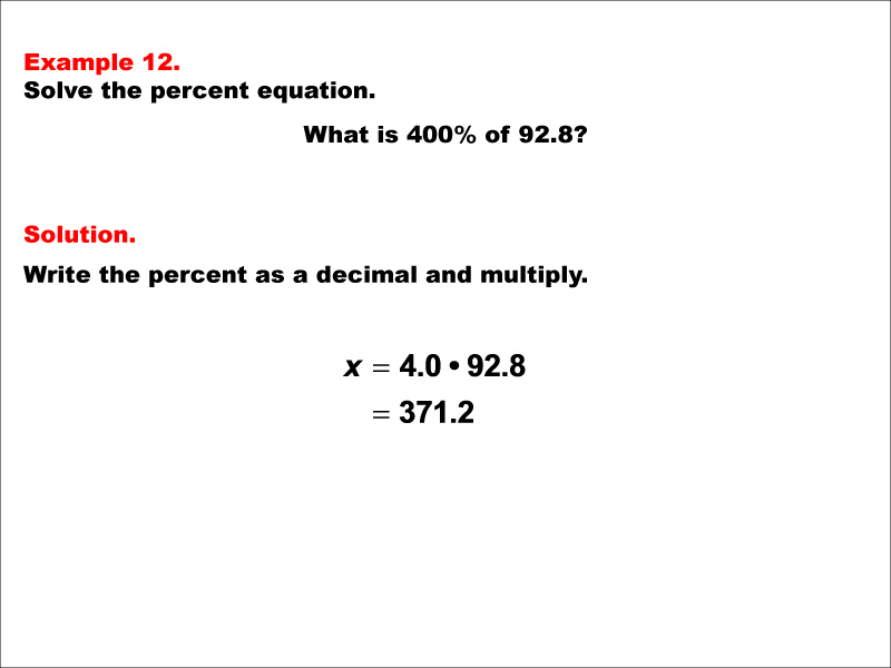 Math Example--Percents-- Equations with Percents: Example 12