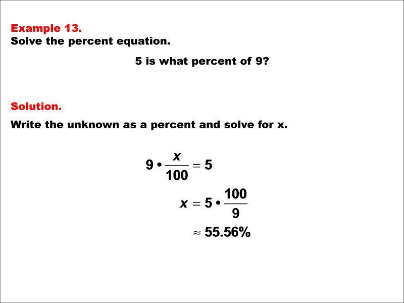 Math Example--Percents-- Equations with Percents: Example 13