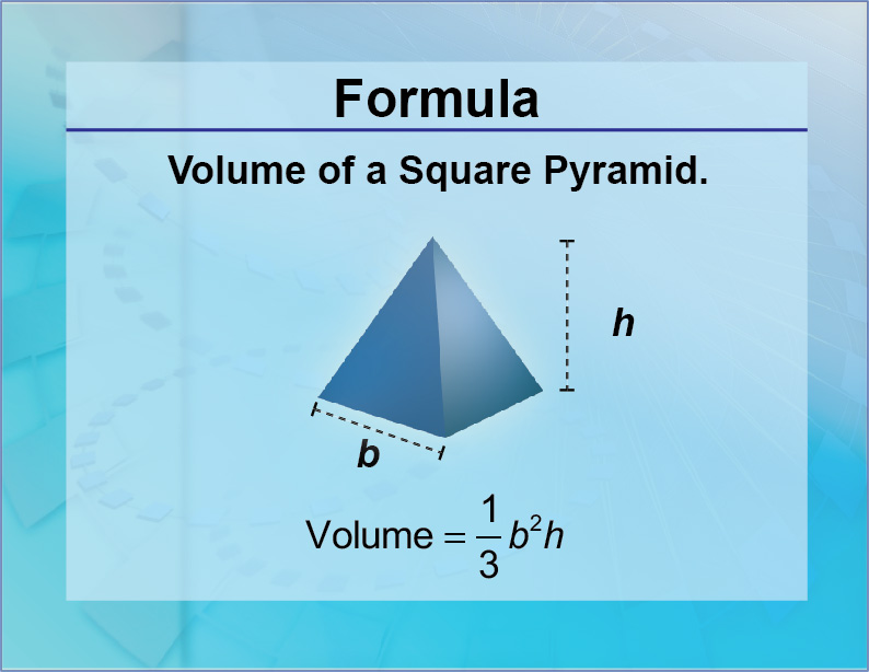 Formulas--Volume of a Square Pyramid
