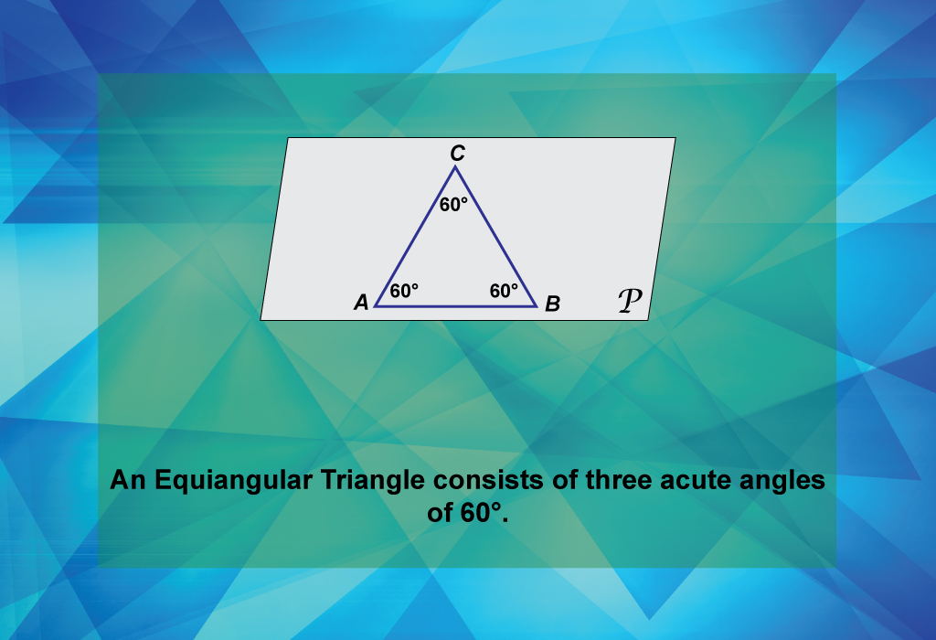 An Equiangular Triangle consists of three acute angles of 60°